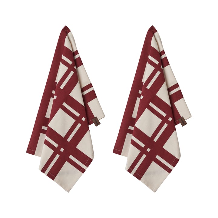 Humdakin Red Check keukenhanddoek 2-pack - Off white/Red - Humdakin