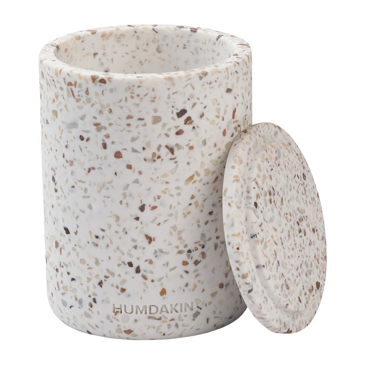 Humdakin Terrazzo vaas met deksel o10 cm Red/Beige | Scandinavisch Interieur | Voorraaddozen | Beige