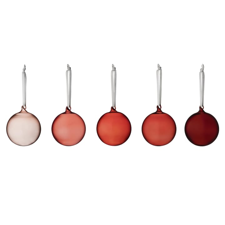 Iittala kerstbal glas 80 mm 5-pack, Rood Iittala