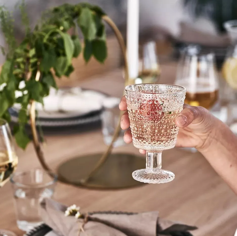 Kastehelmi drinkglas op voet 26 cl 4-pack, Helder Iittala