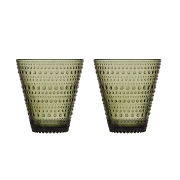 Kastehelmi glas 30 cl, 2-pack - moss green (mosgroen) - Iittala