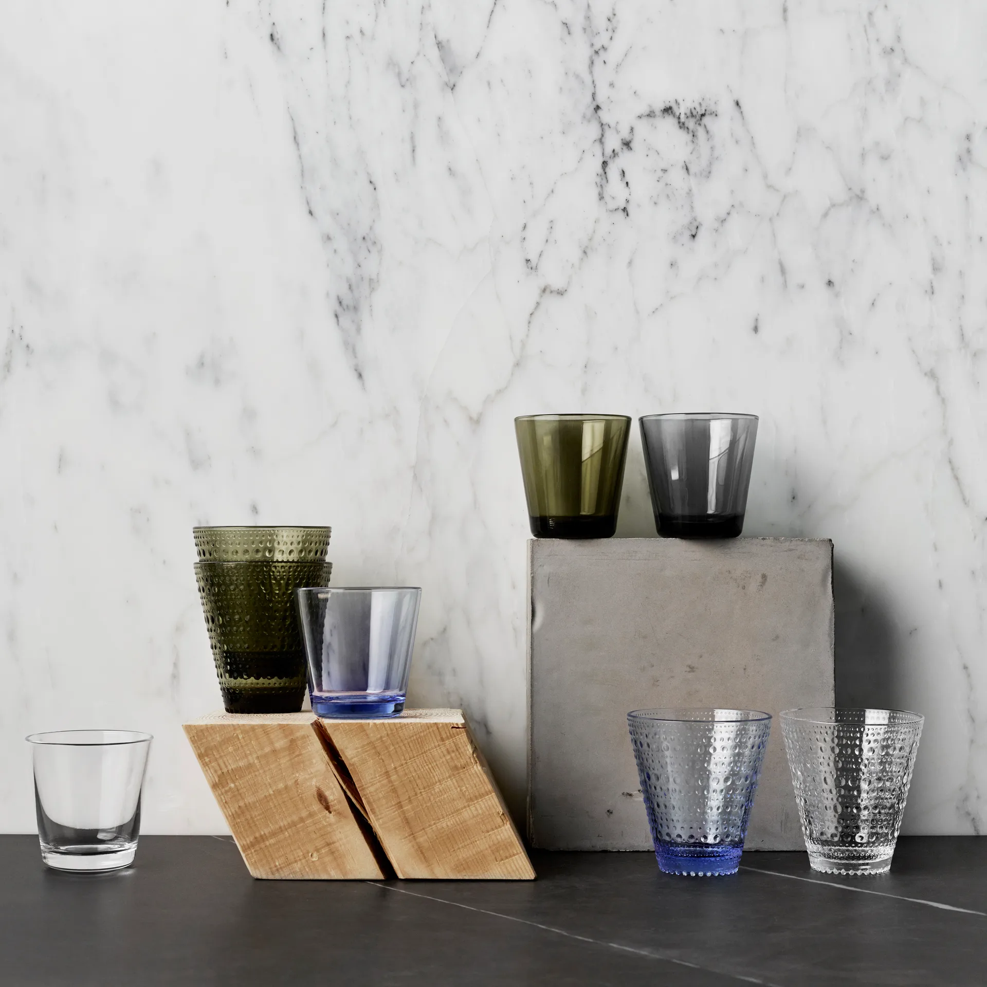 Kastehelmi glas 30 cl, 2-pack, moss green (mosgroen) Iittala