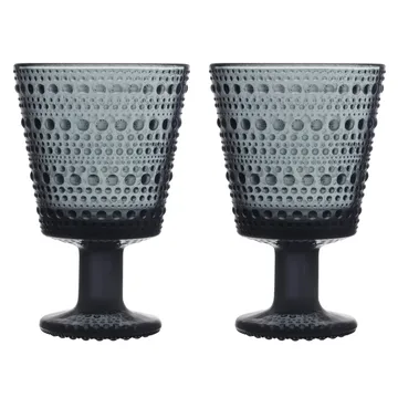 Kastehelmi glas op voet 26cl 2-pack - Donkergrijs - Iittala