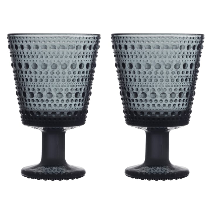 Kastehelmi glas op voet 26cl 2-pack - Donkergrijs - Iittala