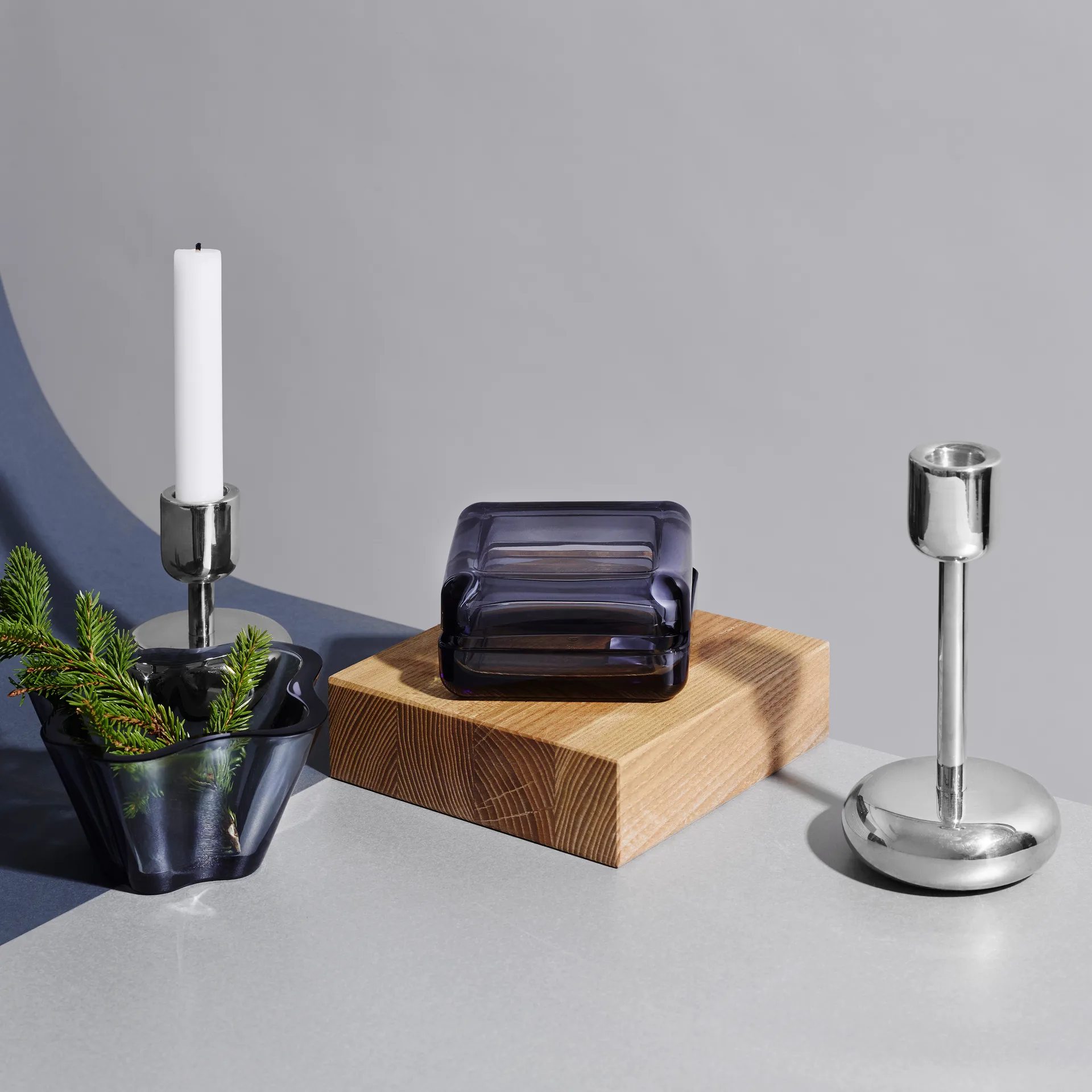 Nappula kandelaar staal, klein - 10,7 cm. Iittala