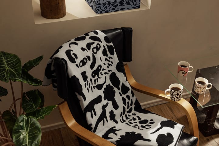 Oiva Toikka Cheetah wollen plaid 130x180 cm, Zwart-wit Iittala