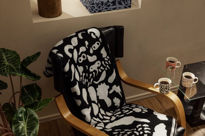 Oiva Toikka Cheetah wollen plaid 130x180 cm, Zwart-wit Iittala