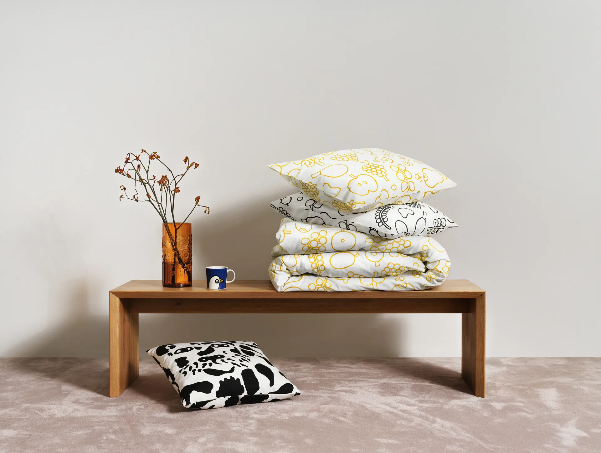 Oiva Toikka Frutta beddengoedset 150x210 cm, Geel Iittala