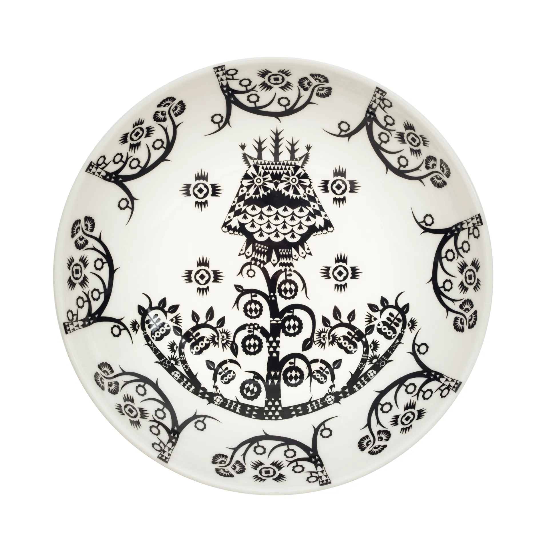 Taika diep bord 20 cm., zwart patroon Iittala