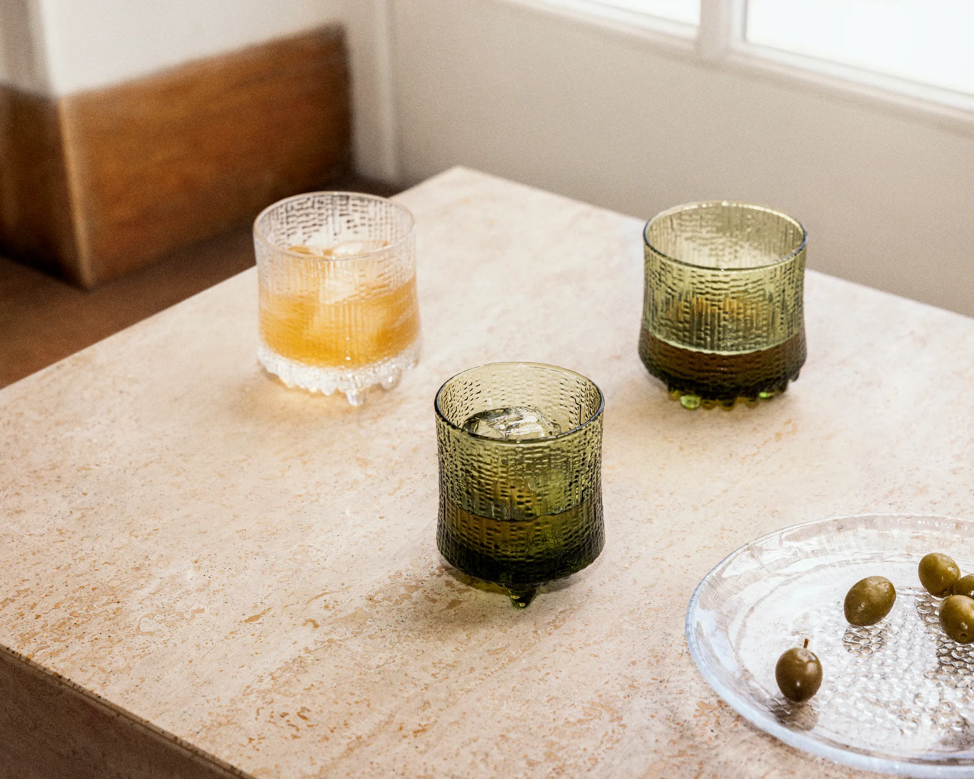 Ultima Thule On the rocks glas Finse zand 2-pack, Groen Iittala