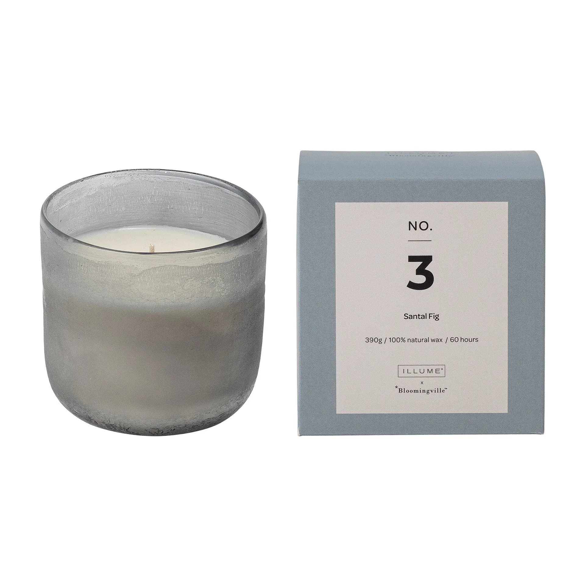 NO. 3 Santal Fig geurkaars, 390 g + Giftbox Illume x Bloomingville