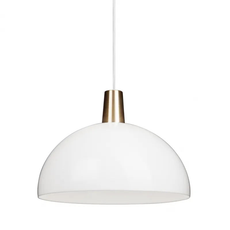 Kupoli hanglamp, wit, messingdetail Innolux