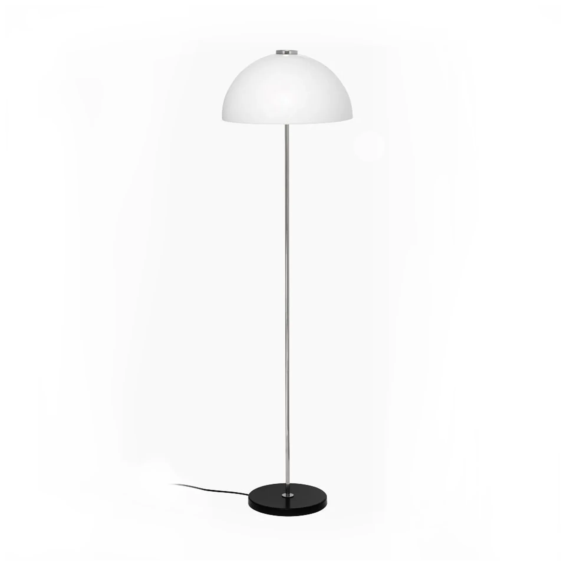 Kupoli vloerlamp, Zwart-metalen details-witte lampenkap Innolux