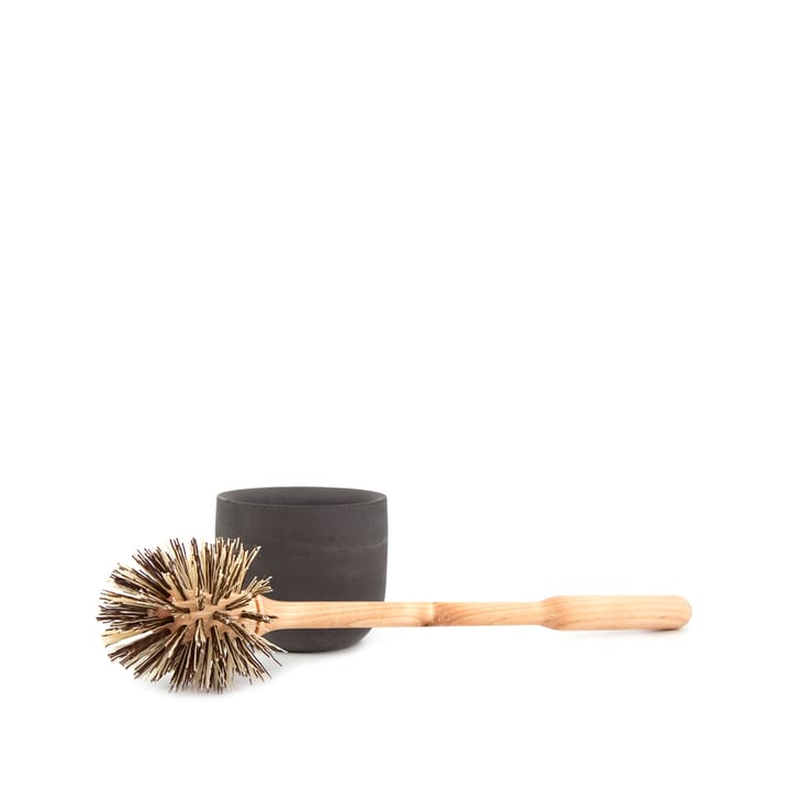 Iris toiletborstel - geolied berkenhout, donkergrijze houder van beton - Iris Hantverk