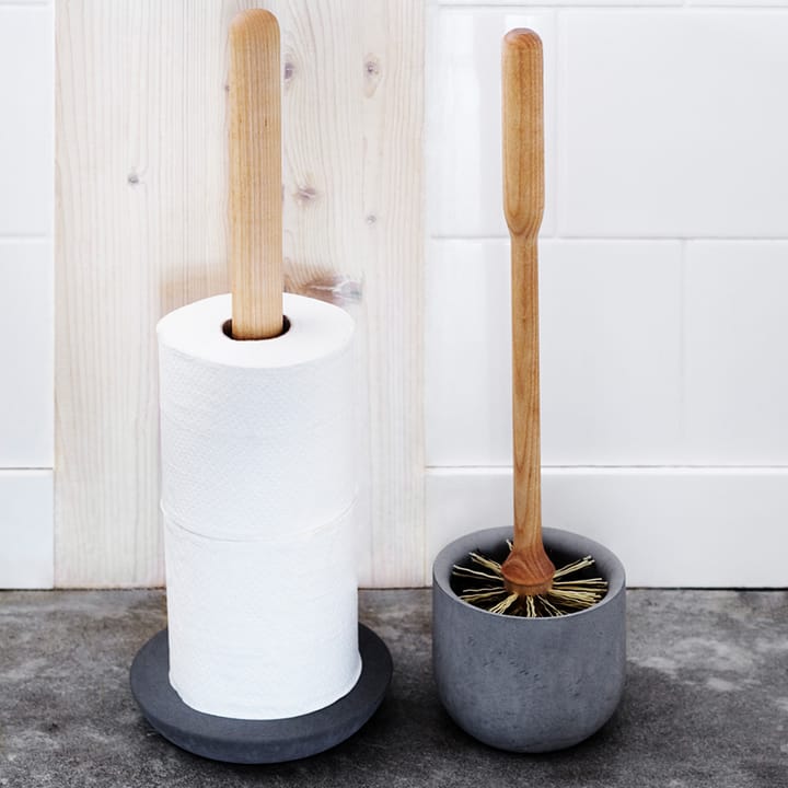 Iris toiletborstel, geolied berkenhout, donkergrijze houder van beton Iris Hantverk