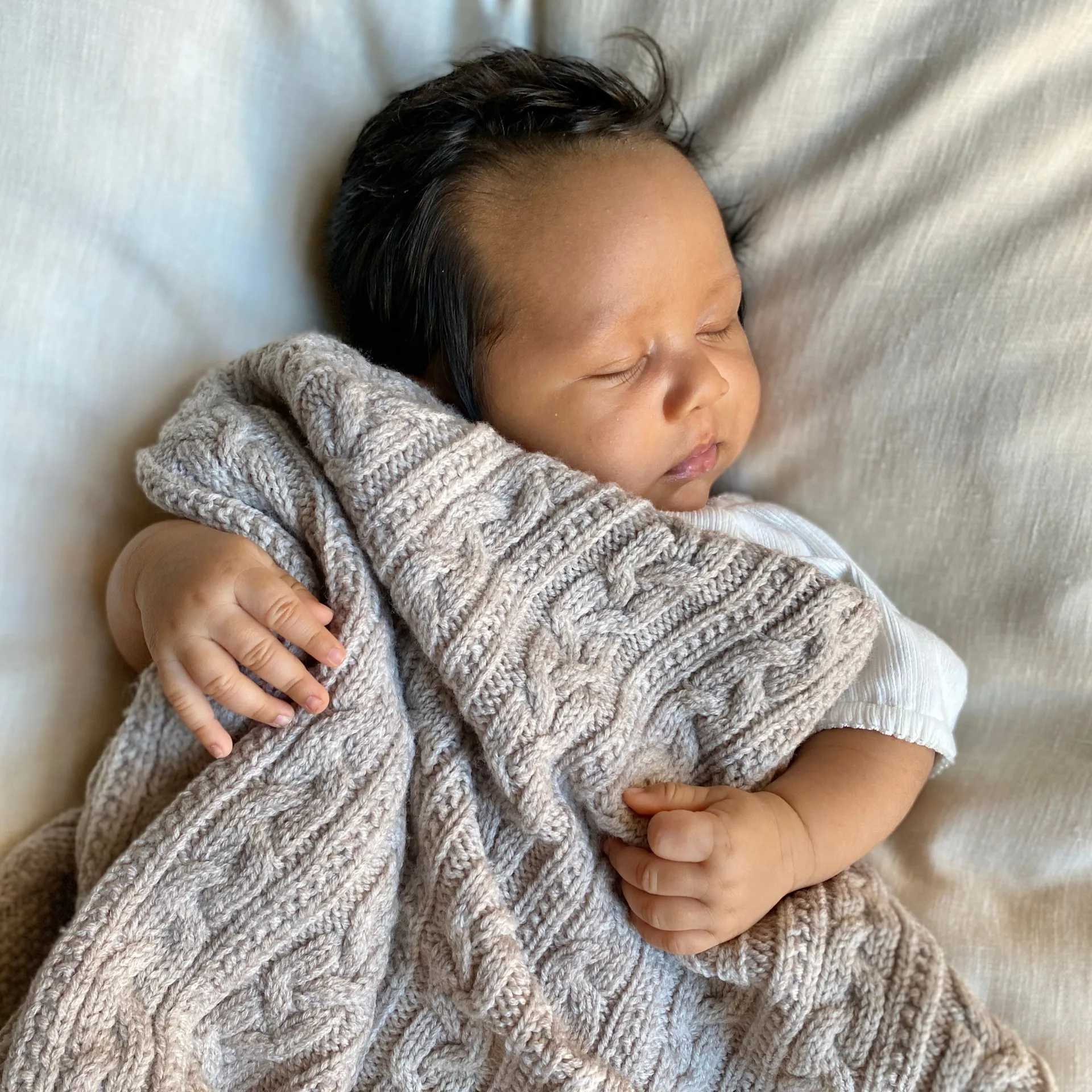 Babydeken gebreid merinowol 80x100 cm, Oatmeal Jack o Juno