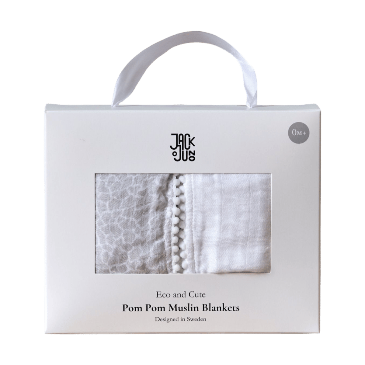 Jack o Juno Pom Pom hydrofiele doek 120x120 cm 2-pack Pearl & Giraffe gray