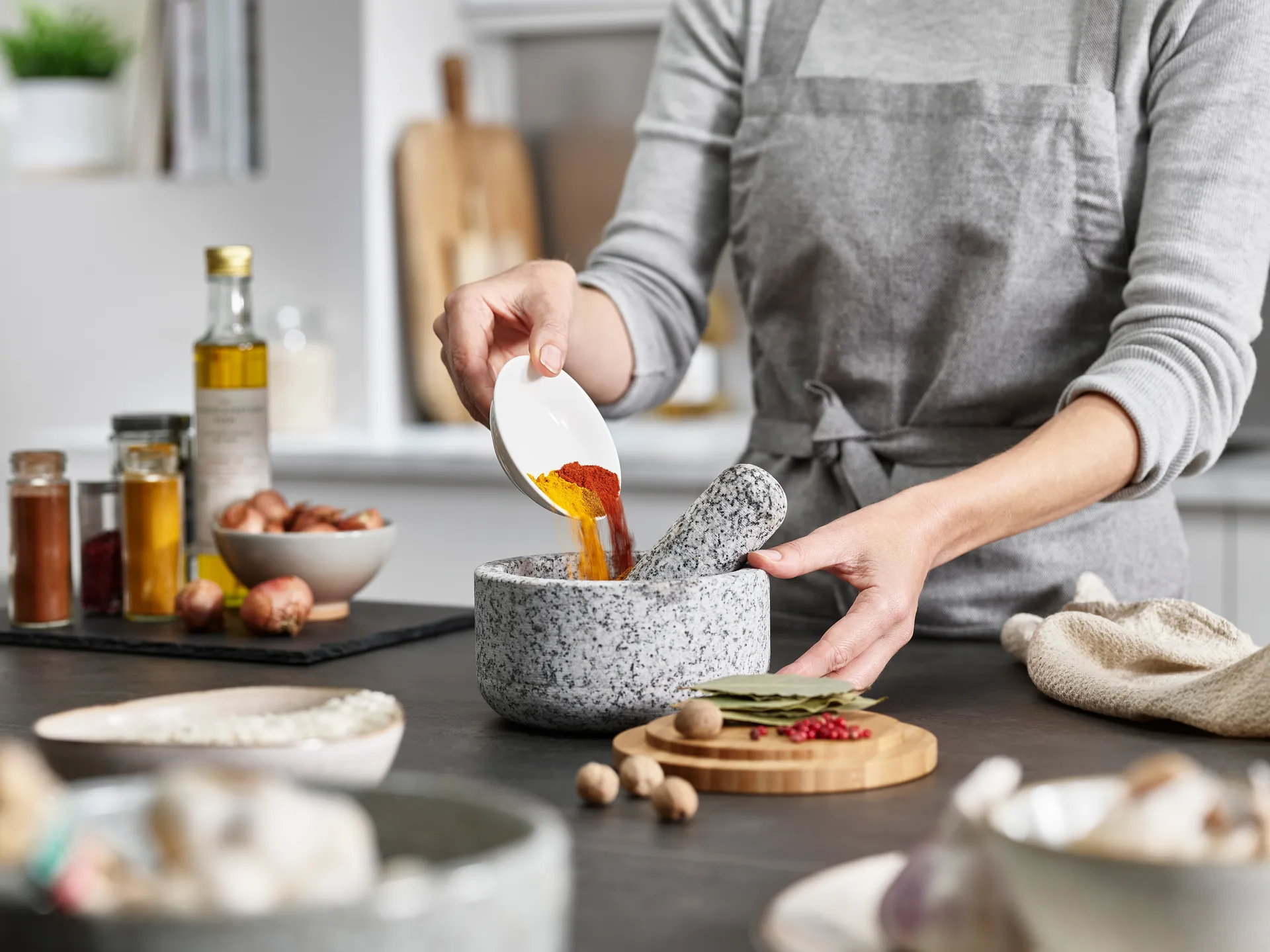 Dash mortel Ø15,5 cm, Granit-bamboe Joseph Joseph