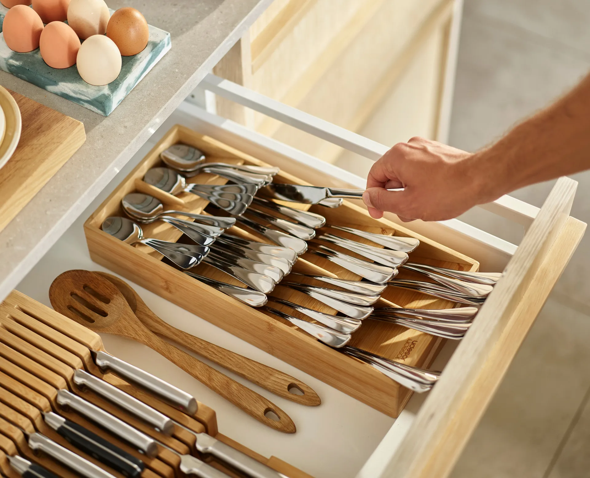 Drawerstore besteklade bamboe, Large Joseph Joseph