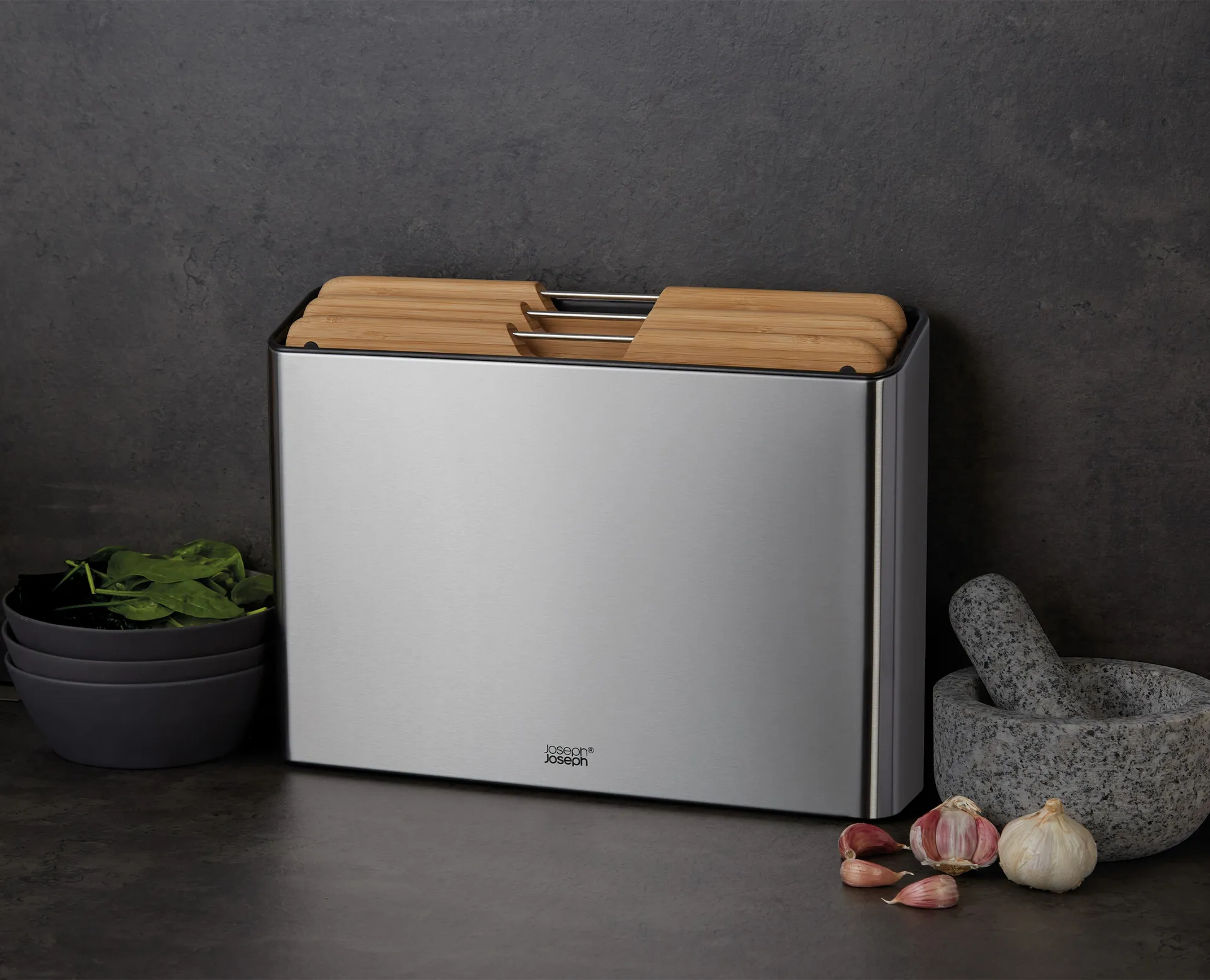 Folio steel snijplank 3-delig, Bamboe-staal Joseph Joseph