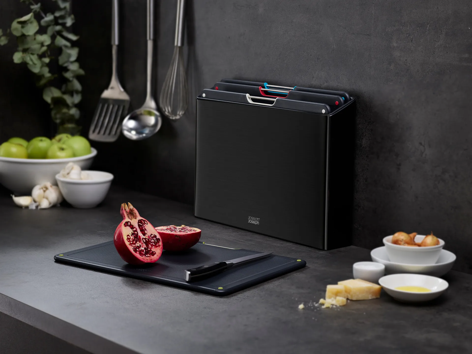 Folio steel snijplank 4-delig, Zwart Joseph Joseph