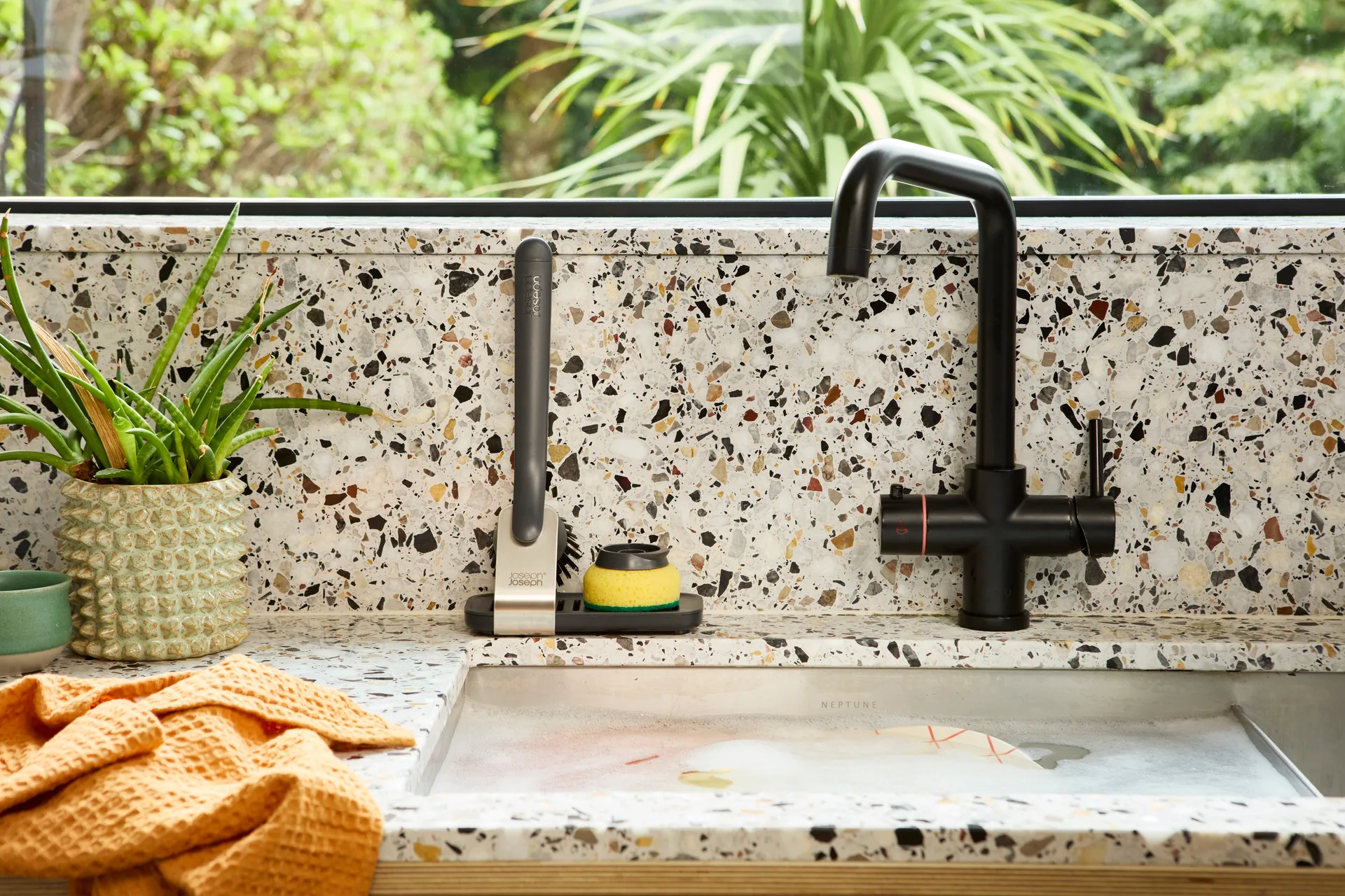 Joseph Joseph Sinktech afwasborstel groot staalrek, Grey Joseph Joseph