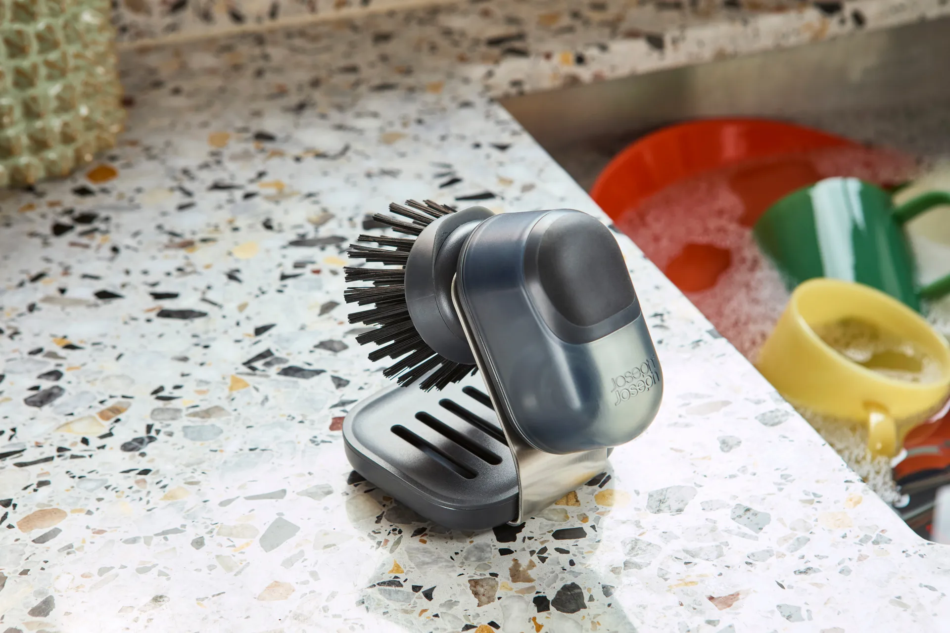 Joseph Joseph Sinktech handafwasborstel met standaard, Clear Joseph Joseph