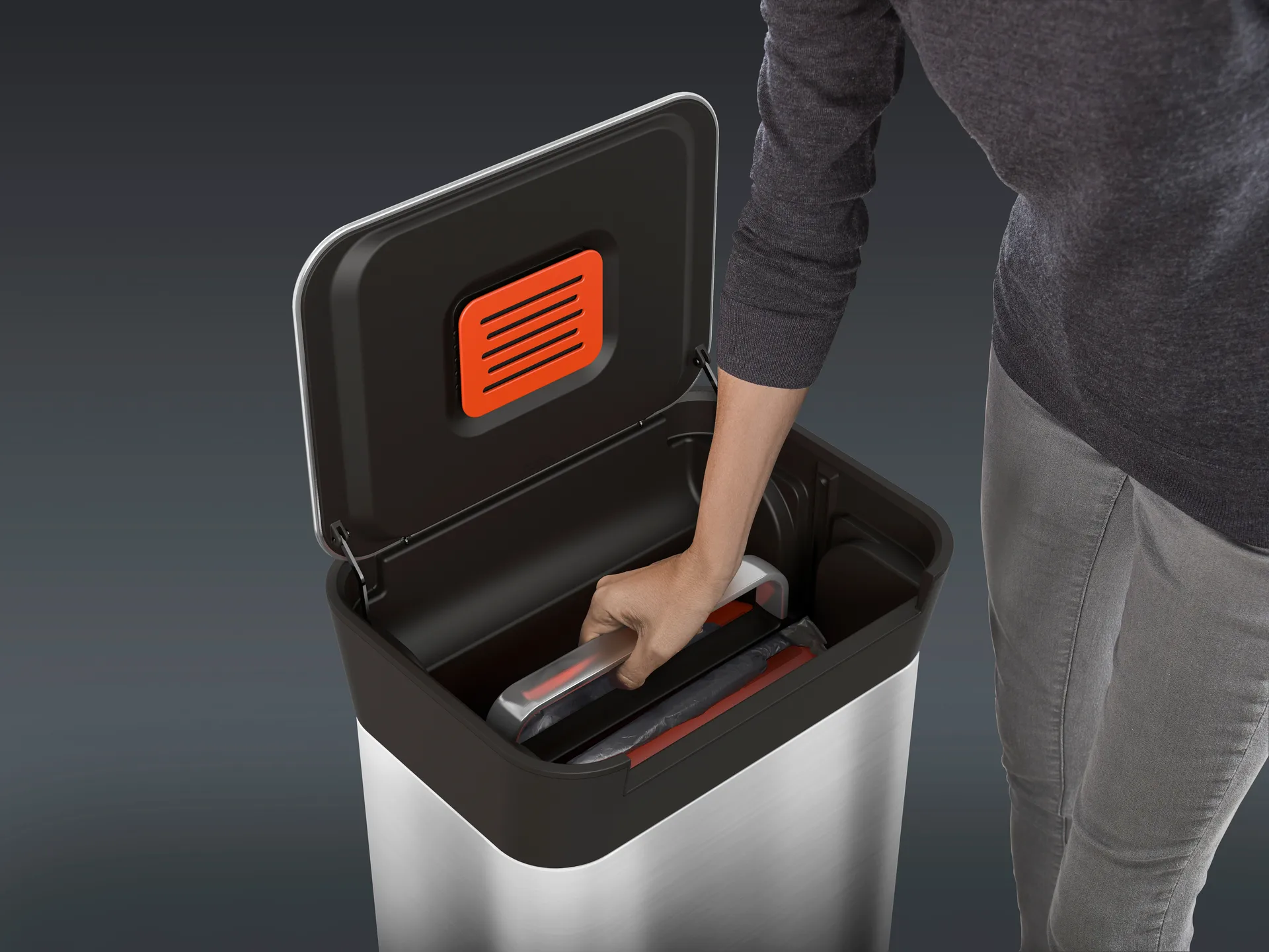 Joseph Joseph Titan afvalvermaler pedaalemmer 30 L, Stainless steel Joseph Joseph