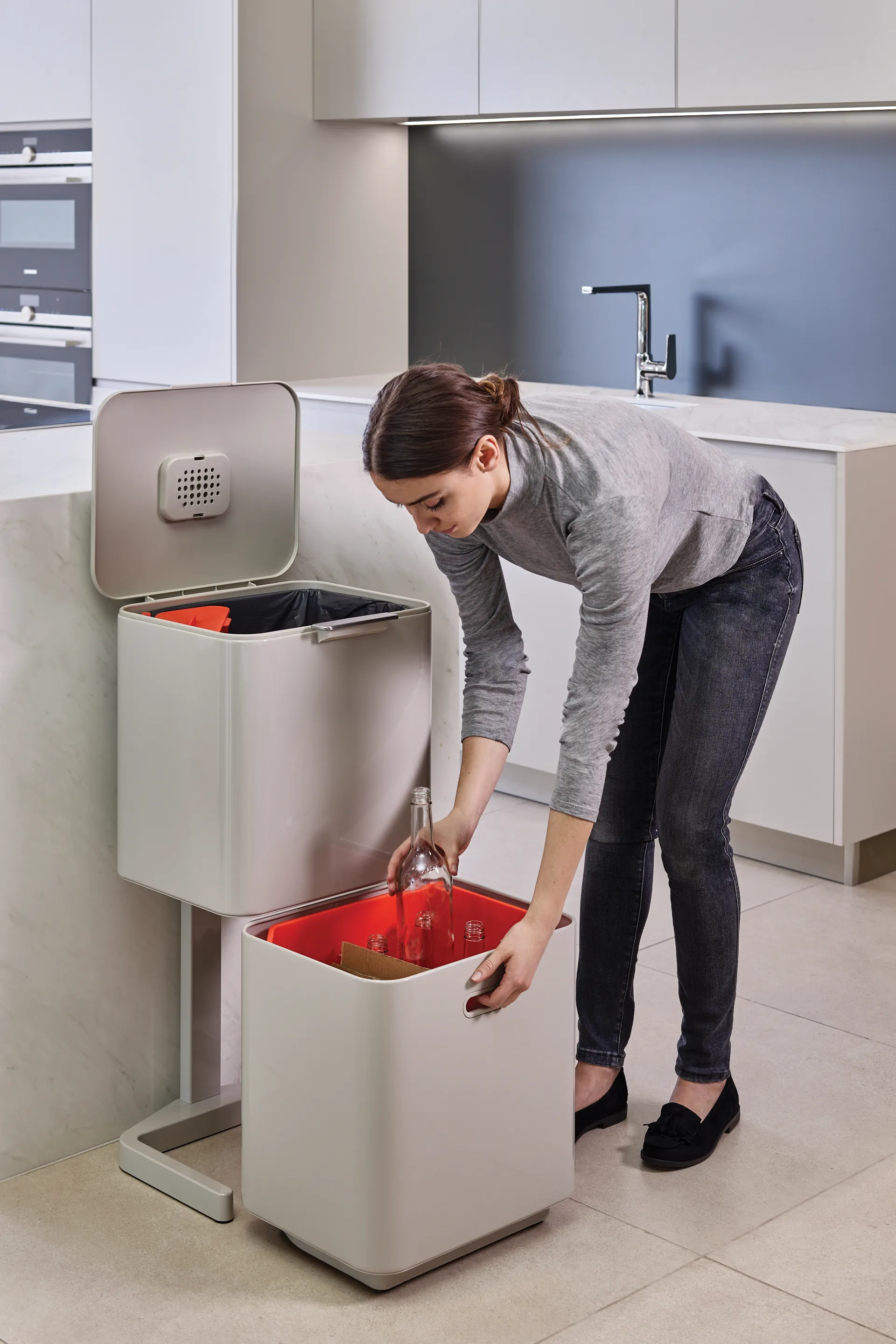 Joseph Joseph Totem Max vuilnisbak 60 L, Stone Joseph Joseph