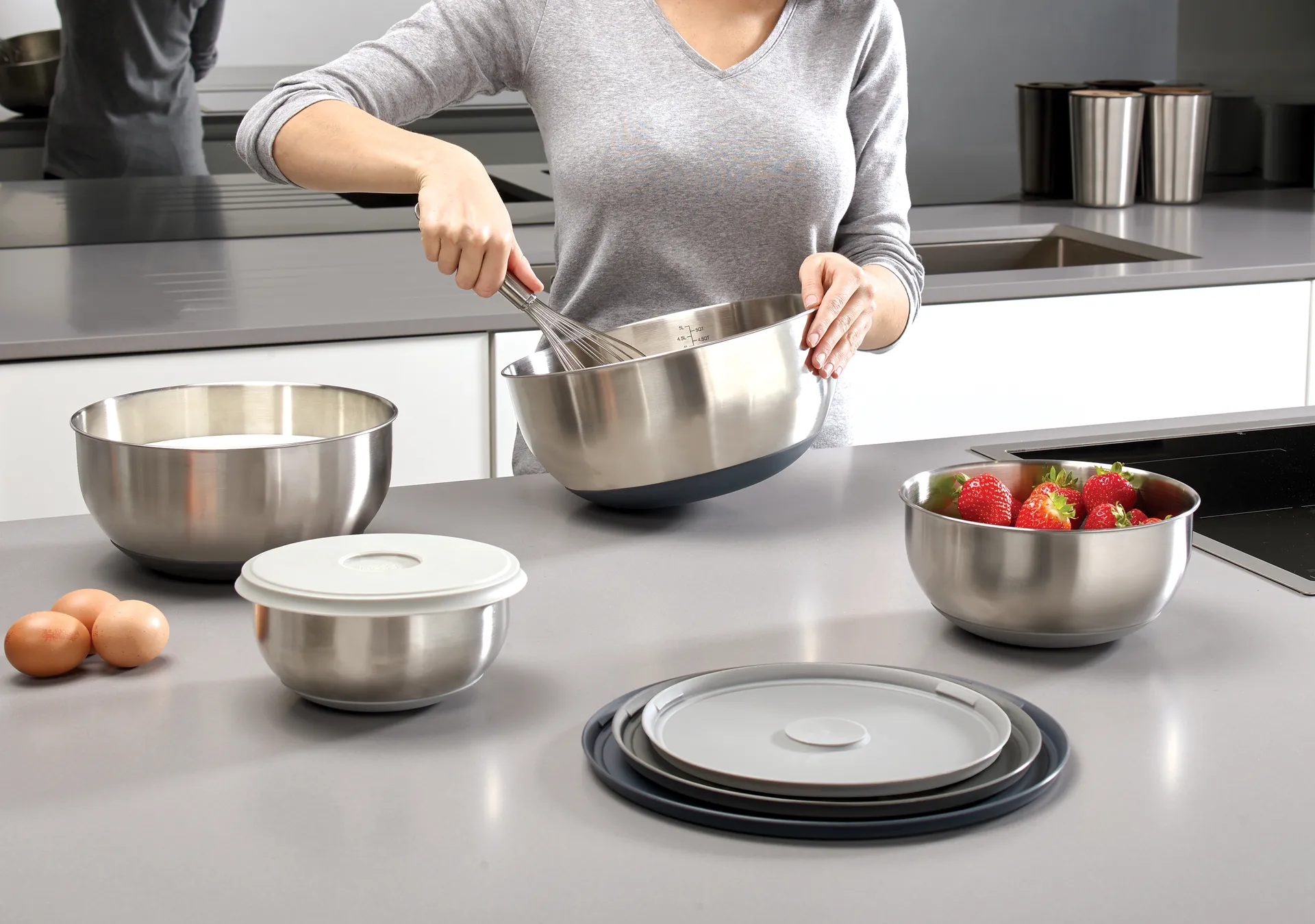 Nest prep & store kommen 8-delig, Staal Joseph Joseph