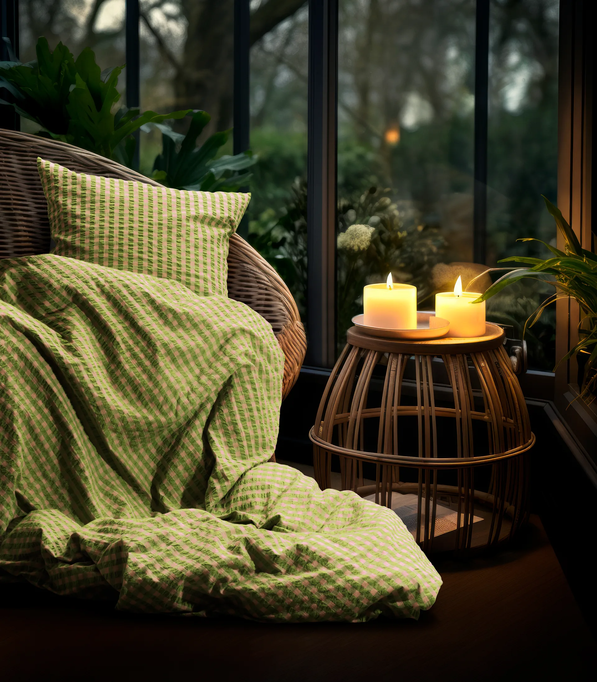 Bæk&Bølge dekbedovertrek 140x220 cm, Groen-lichtroze Juna