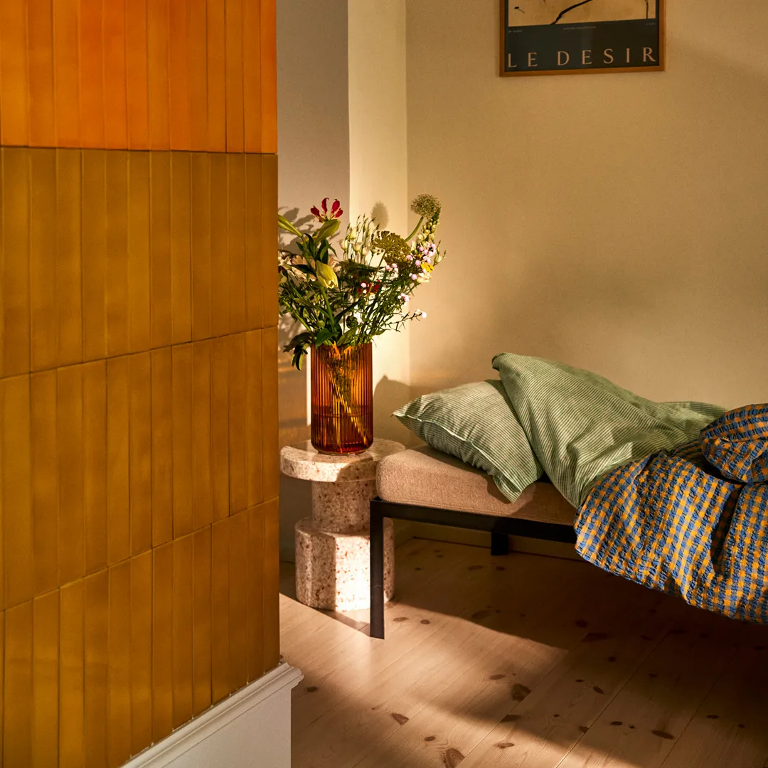 Bæk&Bølge dekbedovertrek 150x210 cm, Blauw-oker Juna