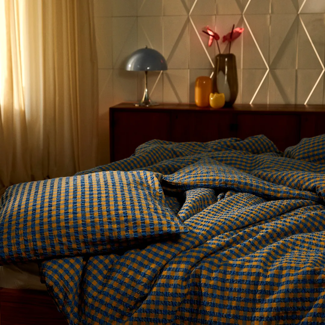 Bæk&Bølge dekbedovertrek 150x210 cm, Blauw-oker Juna