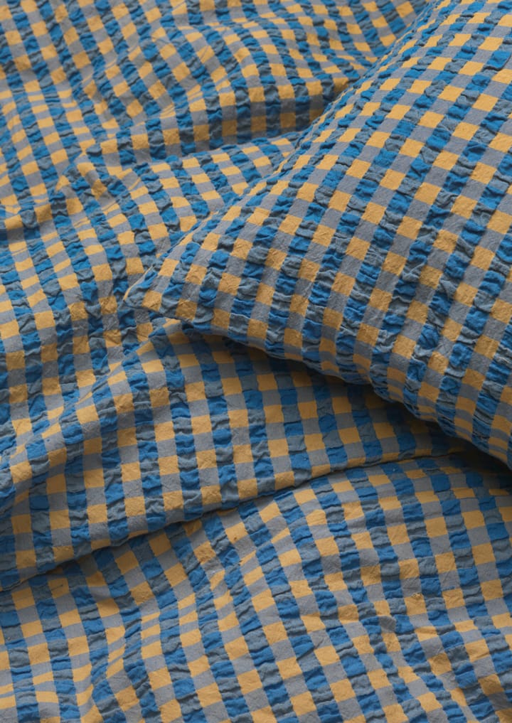 Bæk&Bølge dekbedovertrek 220x220 cm, Blauw-oker Juna