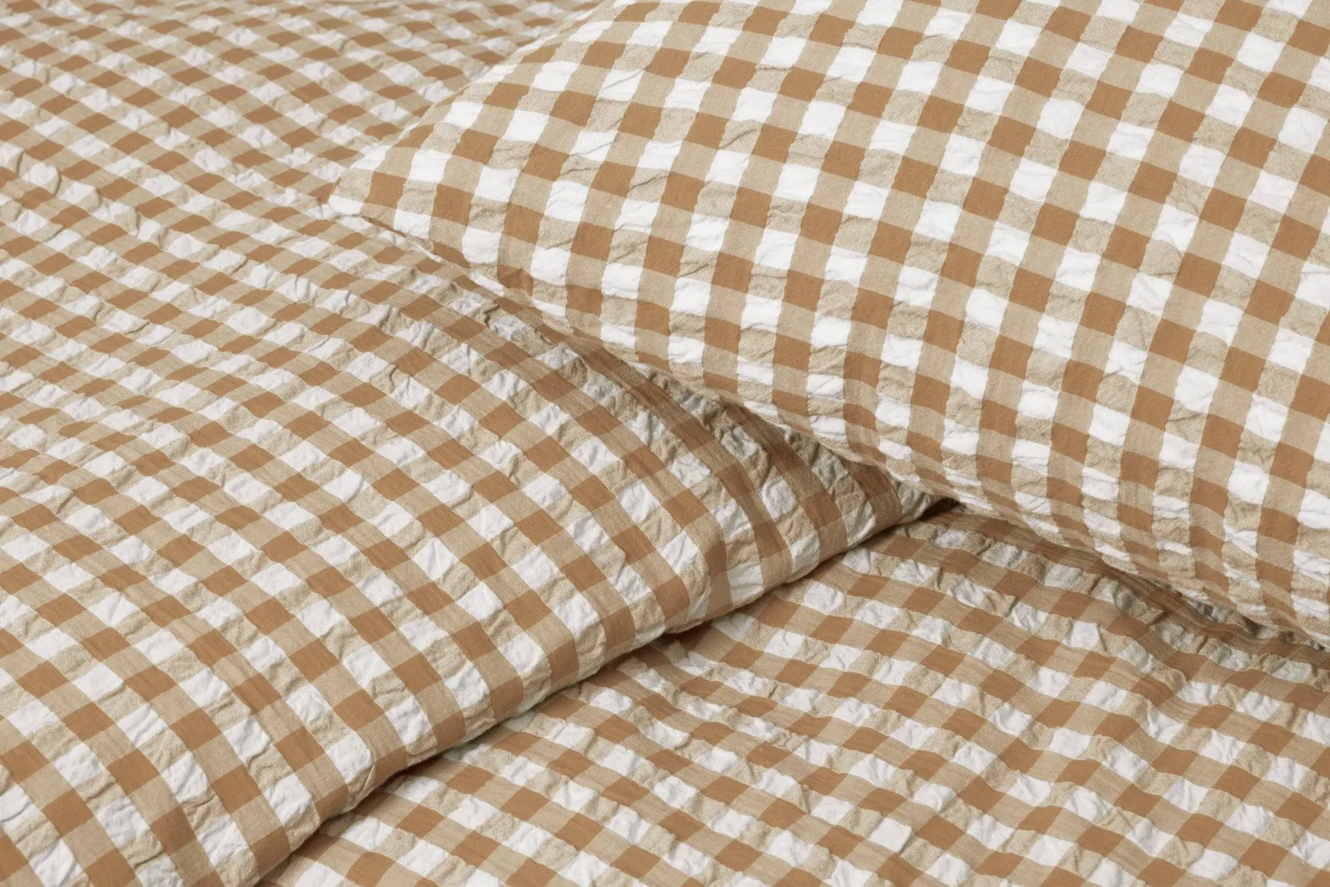 Bæk&Bølge dekbedovertrek 220x220 cm, karamel-offwhite Juna