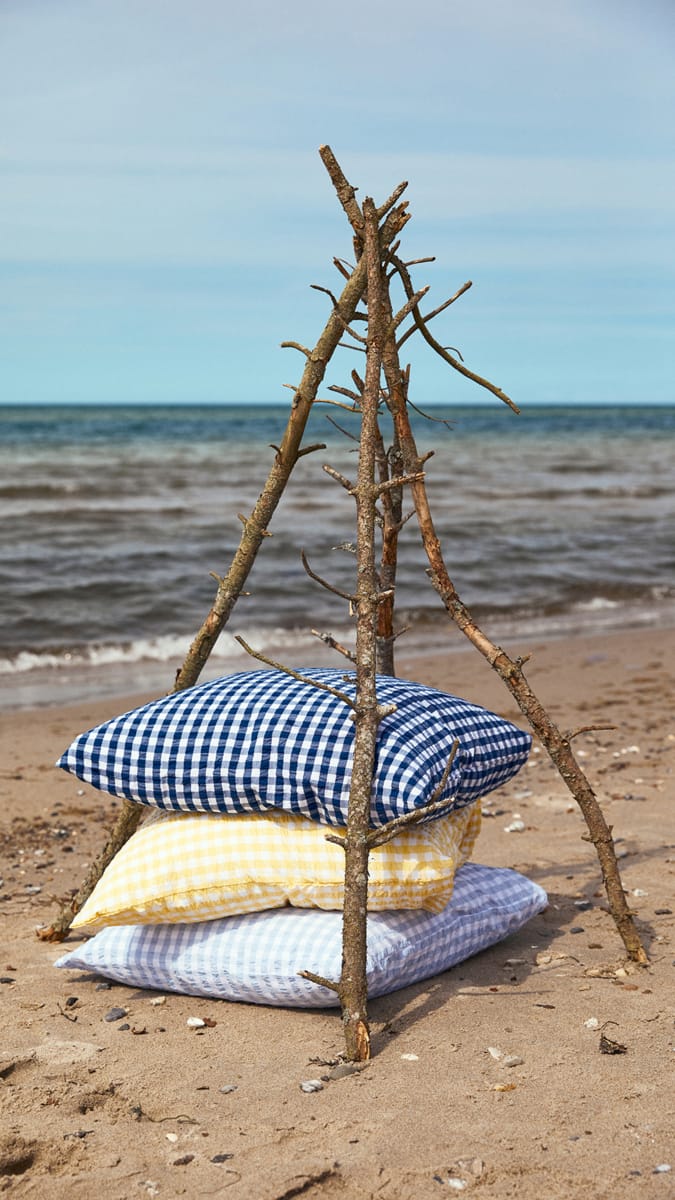 Bæk&Bølge kussensloop 50x60 cm, Donkerblauw-wit Juna