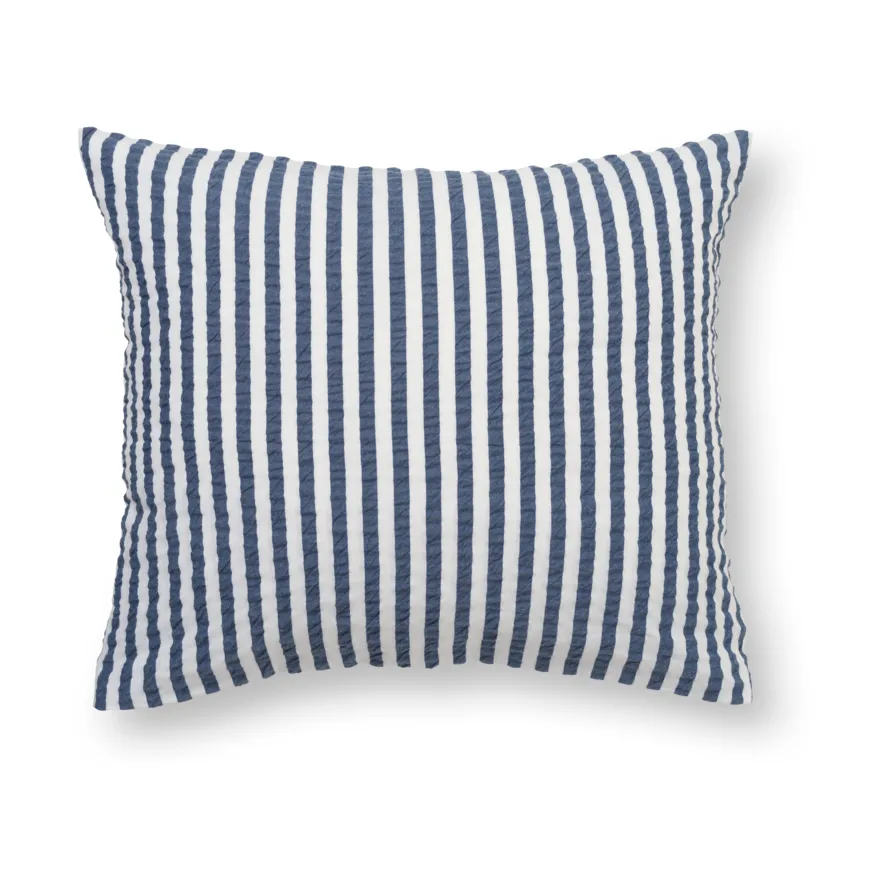 Bæk&Bølge Lines kussensloop 50x60 cm, Donkerblauw-wit Juna