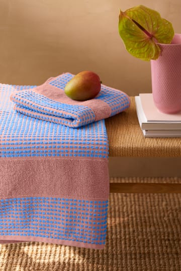 Check handdoek 50x100 cm - Soft pink-blauw - Juna