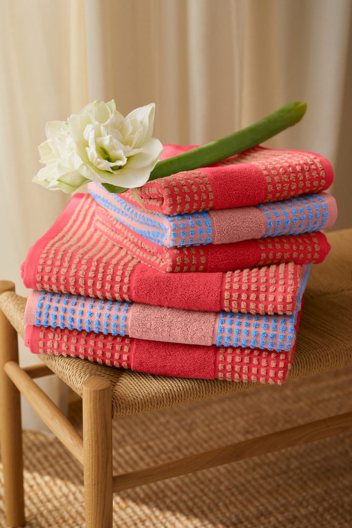 Check handdoek 50x100 cm - Soft pink-blauw - Juna