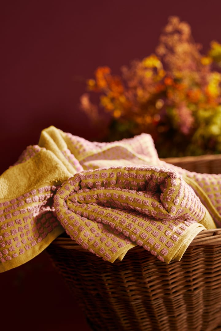 Check handdoek 70x140 cm, Geel-roze Juna