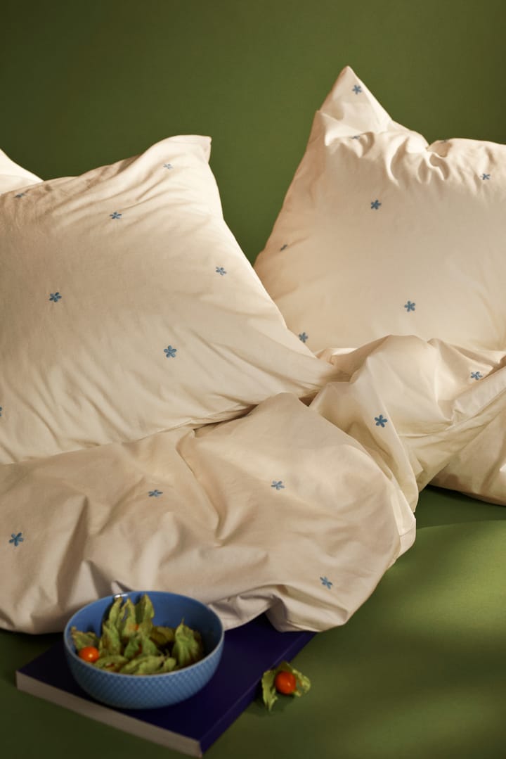 Daisy dekbedovertrek 150x210 cm, Wit-lichtblauw Juna