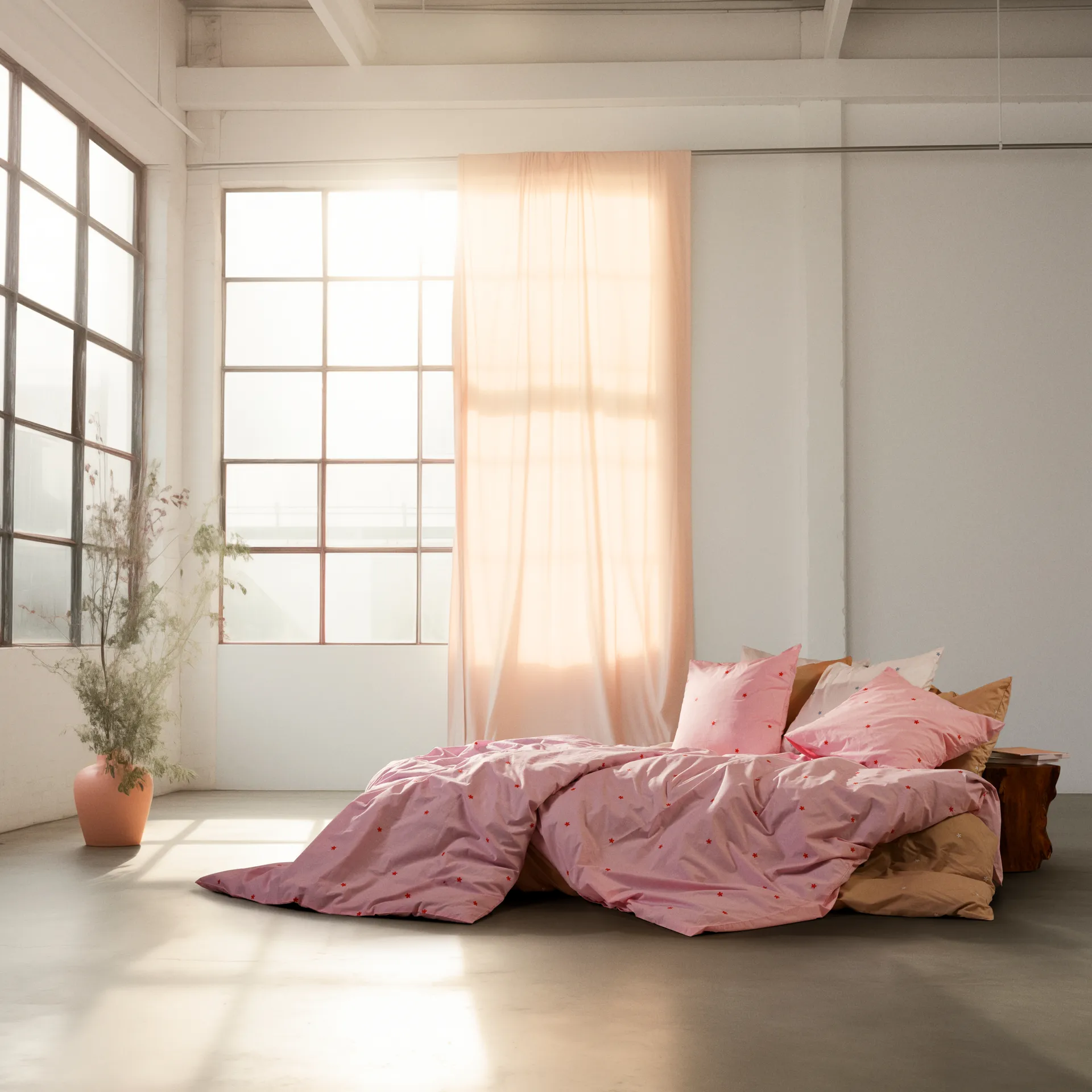 Daisy dekbedovertrek 220x220 cm, Roze-rood Juna