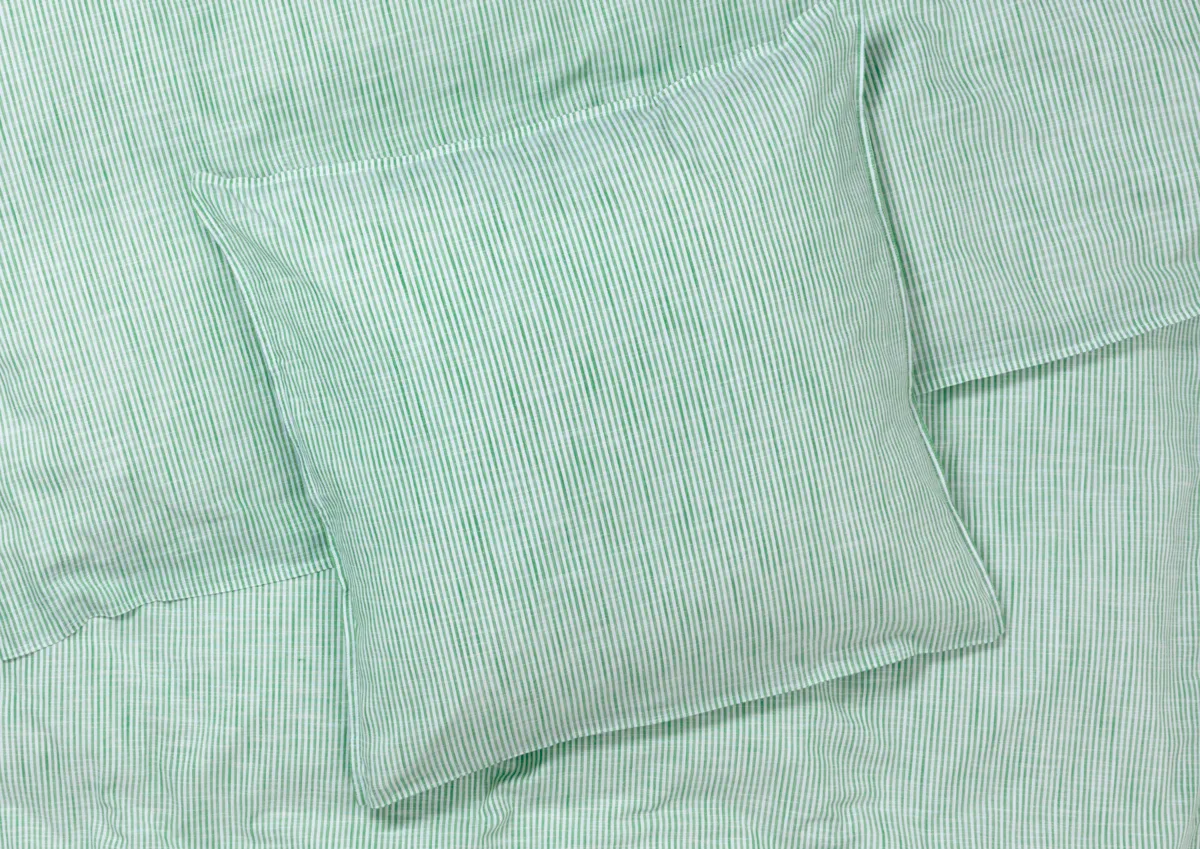 Monochrome Lines dekbedovertrek 150x210 cm, Groen-wit Juna