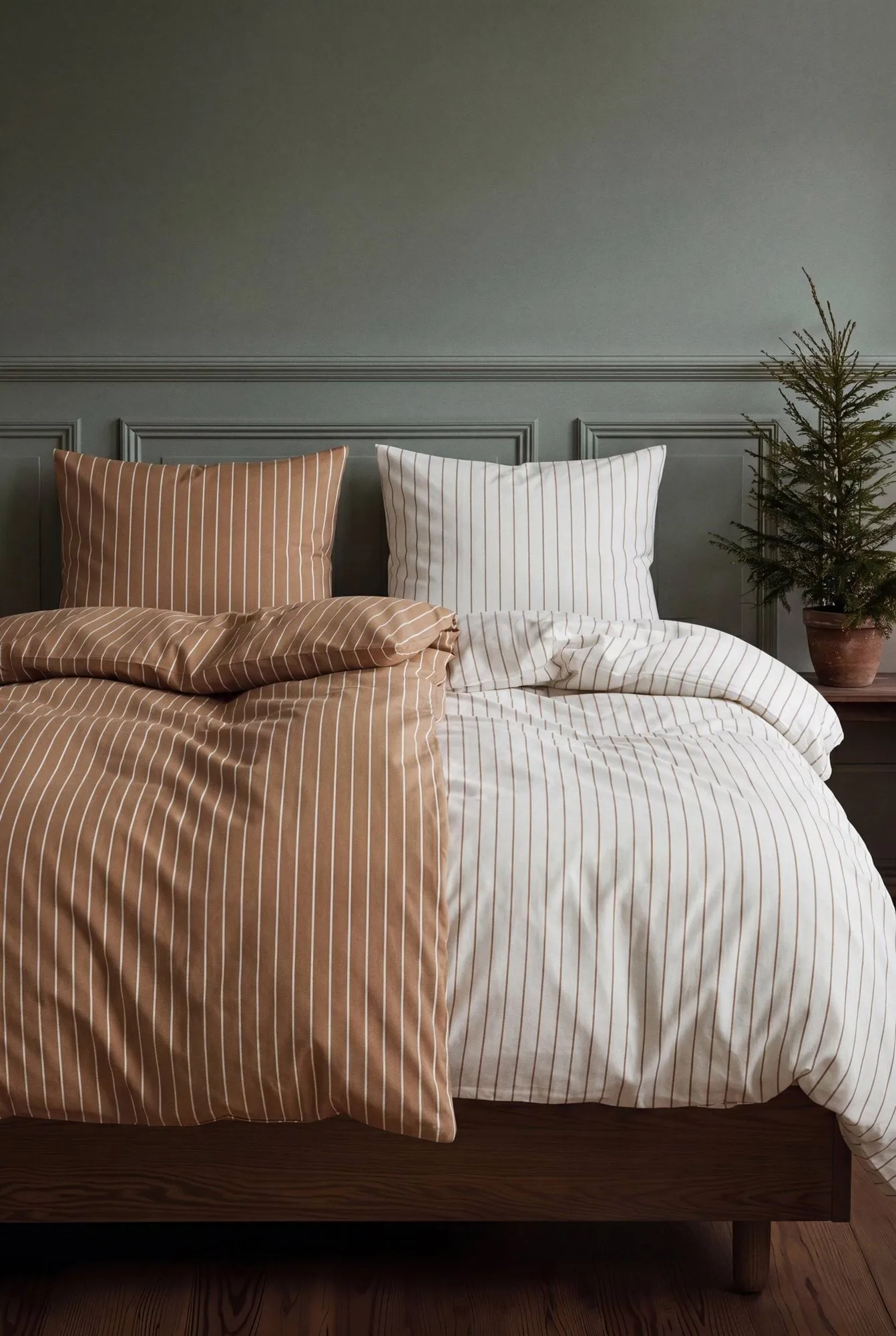 Soft dekbedovertrekset, 150x210/50x60 cm, karamel-offwhite Juna