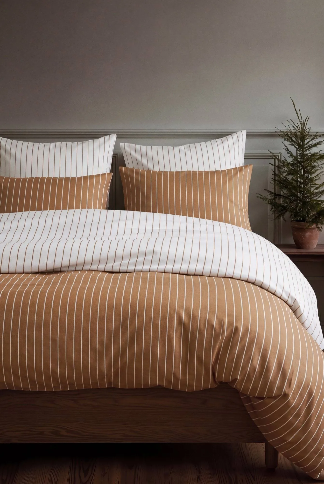 Soft dekbedovertrekset, 150x210/50x60 cm, karamel-offwhite Juna