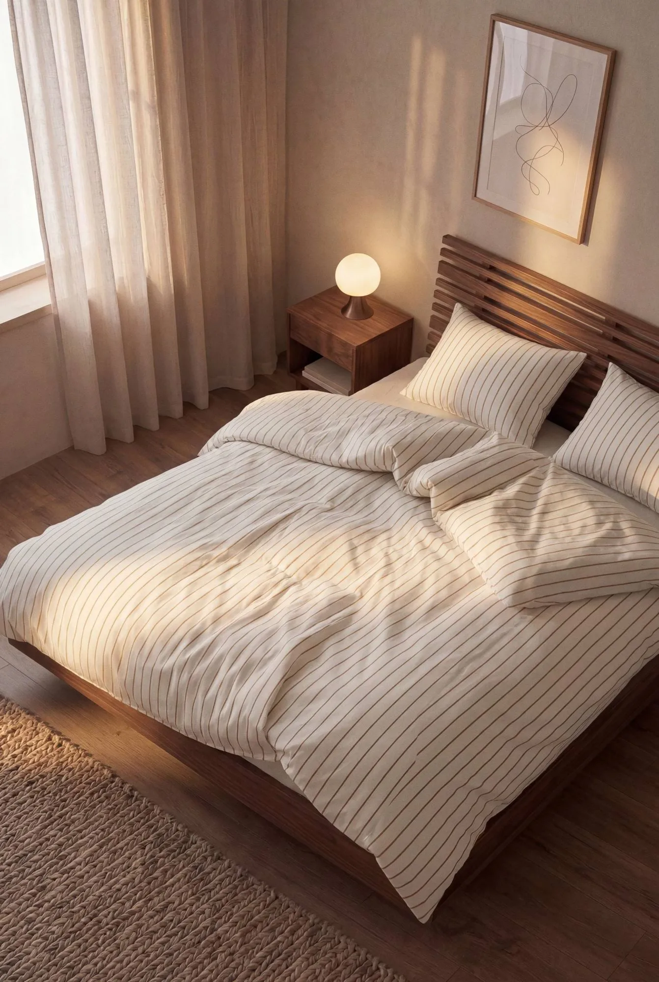 Soft dekbedovertrekset, 150x210/50x60 cm, Offwhite-karamel Juna