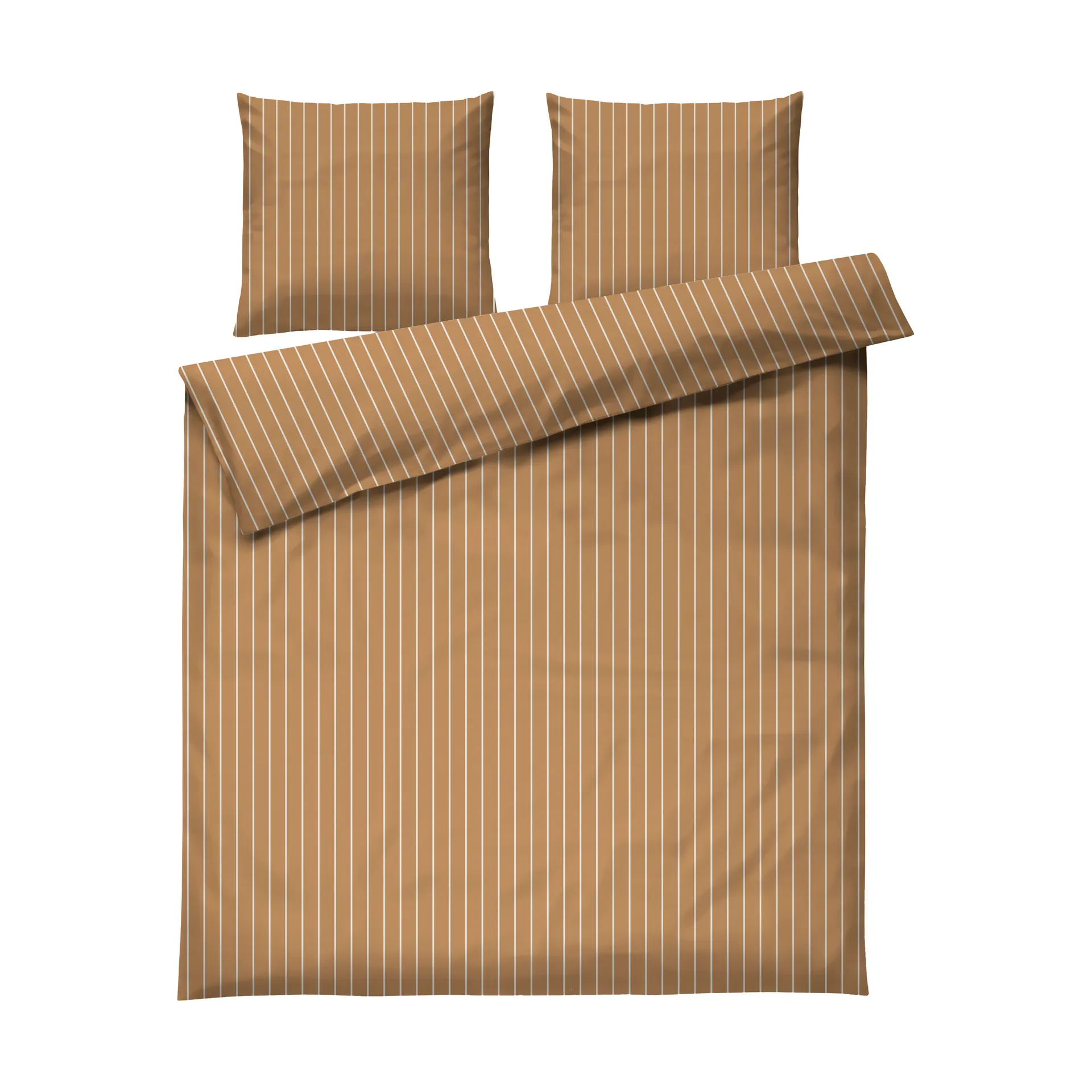 Soft dekbedovertrekset, 220x220/2x50x60 cm, karamel-offwhite Juna