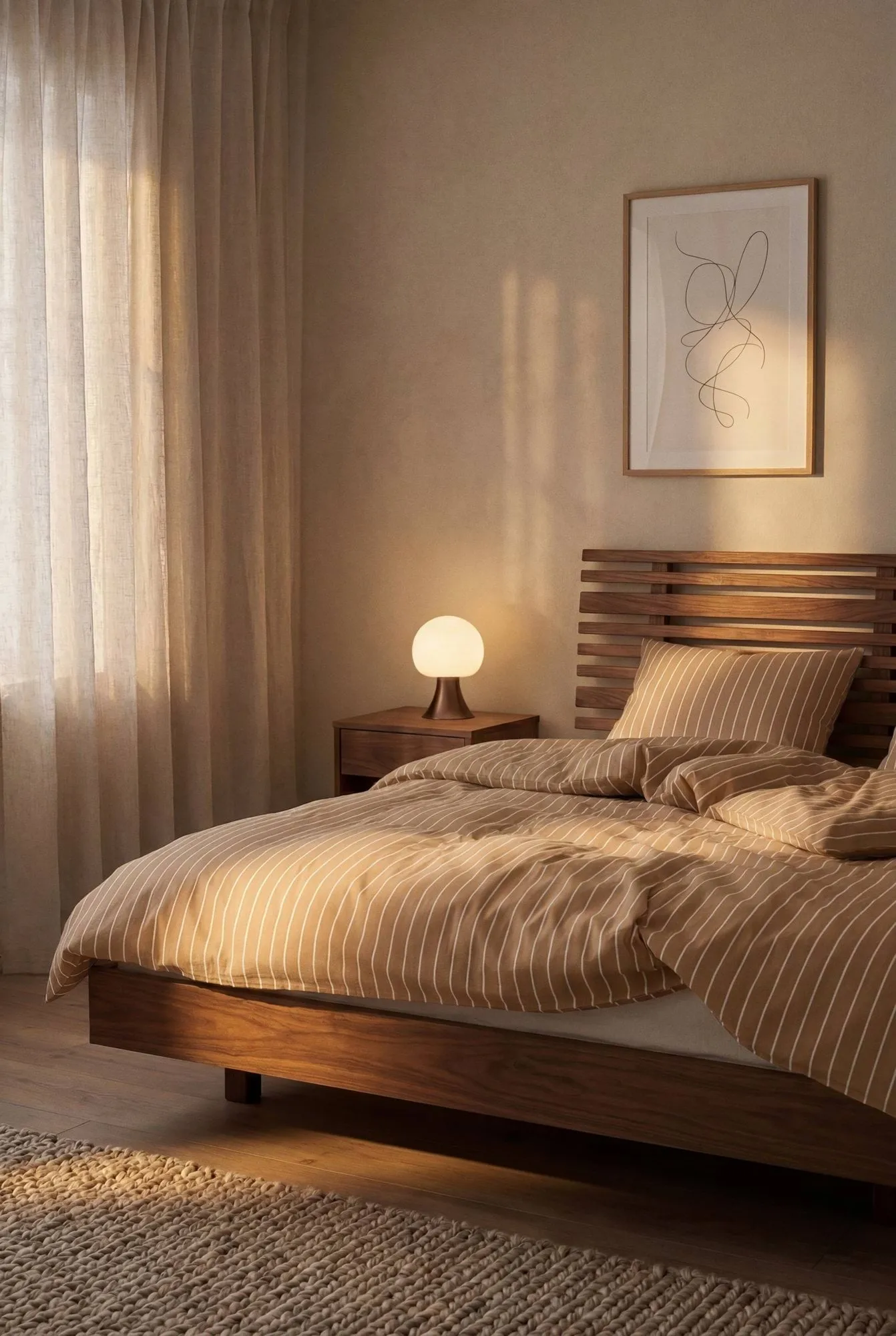 Soft dekbedovertrekset, 220x220/2x50x60 cm, karamel-offwhite Juna
