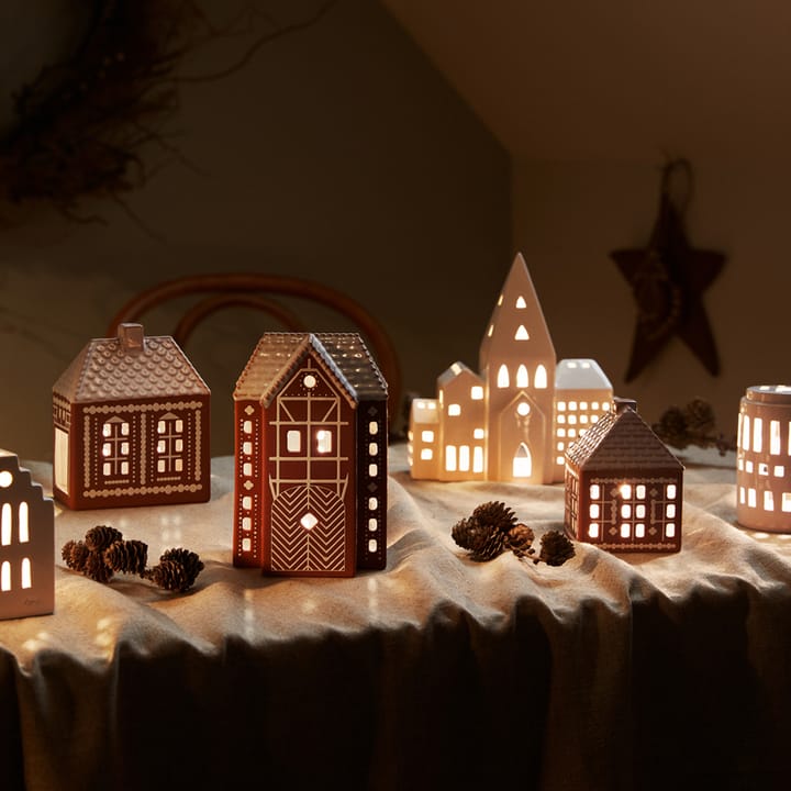 Gingerbread Waxinelichtjeshouder groot 17 cm, Bruin Kähler