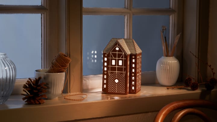 Gingerbread Waxinelichtjeshouder groot 17 cm, Bruin Kähler